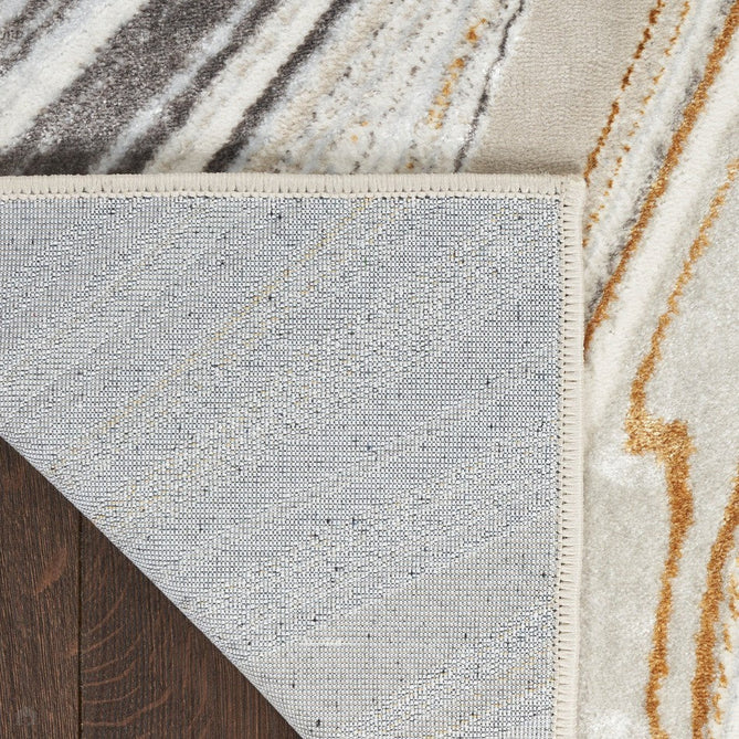 Glitz GLZ21 Modern Abstract Marbled Curve Distressed Metallic Shimmer Hi-Low Textured Soft-Touch Short-Pile Polyester Grey/Gold Runner-Nourison-Rug Love - The Most Loved Rug Store