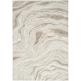 Glitz GLZ22 Modern Abstract Ripple Distressed Metallic Shimmer Hi-Low Textured Soft-Touch Polyester Grey/Gold Rug