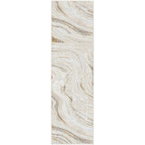 Glitz GLZ22 Modern Abstract Ripple Distressed Metallic Shimmer Hi-Low Textured Soft-Touch Polyester Grey/Gold Runner