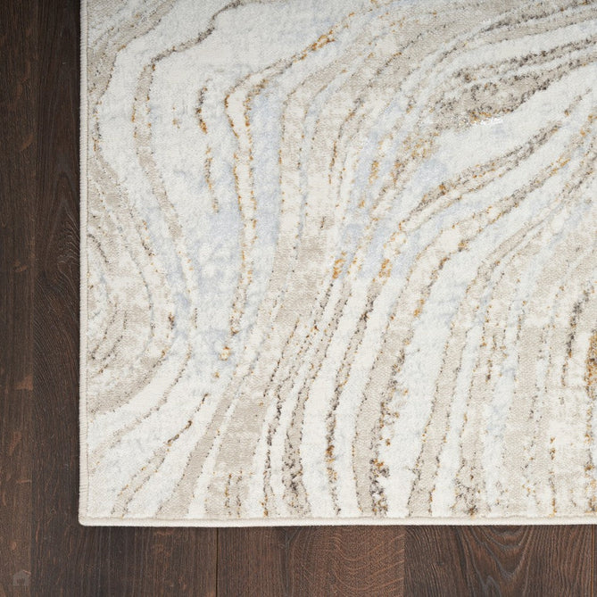 Glitz GLZ22 Modern Abstract Ripple Distressed Metallic Shimmer Hi-Low Textured Soft-Touch Polyester Low Profile Short-Pile Grey/Gold Runner-Nourison-Rug Love - The Most Loved Rug Store