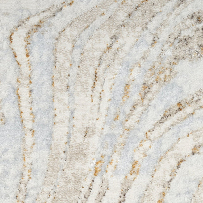 Glitz GLZ22 Modern Abstract Ripple Distressed Metallic Shimmer Hi-Low Textured Soft-Touch Short-Pile Polyester Grey/Gold Runner-Nourison-Rug Love - The Most Loved Rug Store