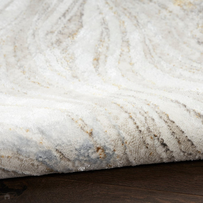 Glitz GLZ22 Modern Abstract Ripple Distressed Metallic Shimmer Hi-Low Textured Soft-Touch Short-Pile Polyester Grey/Gold Runner-Nourison-Rug Love - The Most Loved Rug Store