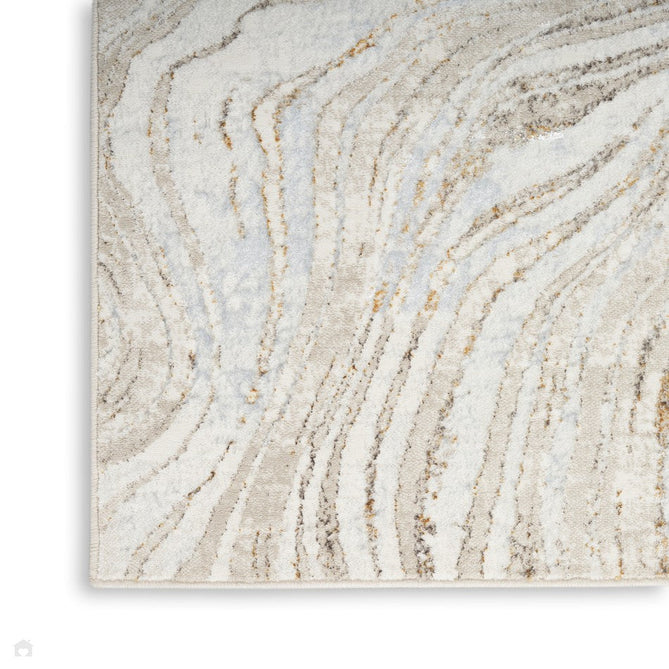 Glitz GLZ22 Modern Abstract Ripple Distressed Metallic Shimmer Hi-Low Textured Soft-Touch Short-Pile Polyester Grey/Gold Runner-Nourison-Rug Love - The Most Loved Rug Store