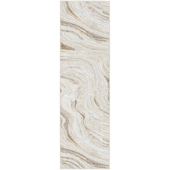 Glitz GLZ22 Modern Abstract Ripple Distressed Metallic Shimmer Hi-Low Textured Soft-Touch Short-Pile Polyester Grey/Gold Runner-Nourison-Rug Love - The Most Loved Rug Store