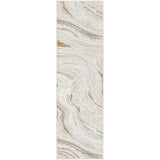 Glitz GLZ22 Modern Abstract Ripple Distressed Metallic Shimmer Hi-Low Textured Soft-Touch Short-Pile Polyester Grey/Gold Runner