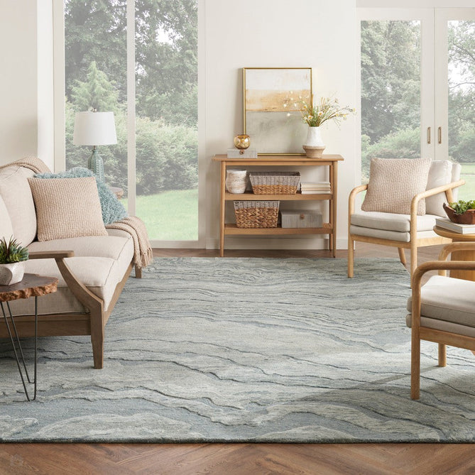 Graceful GRU01 Modern Abstract Hand-Woven Textured Hi-Low Carved Wool Blue Rug-Nourison-Rug Love - The Most Loved Rug Store