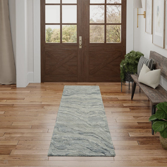 Graceful GRU01 Modern Abstract Hand-Woven Textured Hi-Low Carved Wool Blue Runner-Nourison-Rug Love - The Most Loved Rug Store