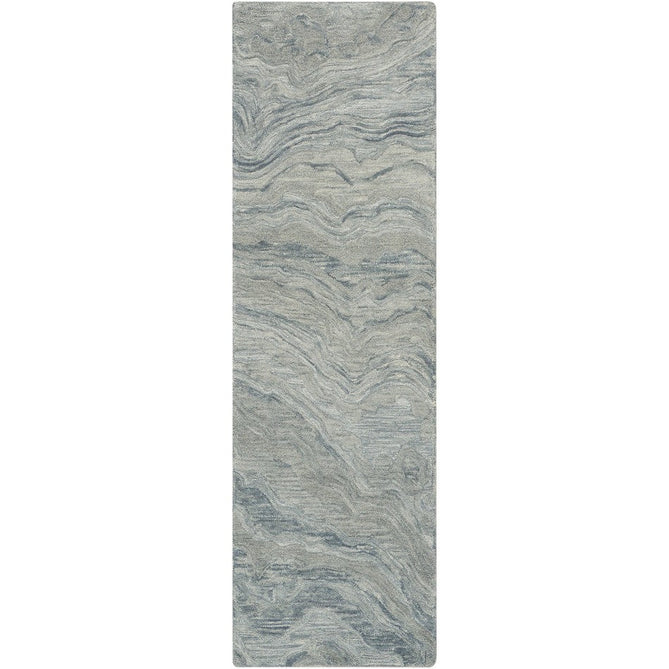Graceful GRU01 Modern Abstract Hand-Woven Textured Hi-Low Carved Wool Blue Runner-Nourison-Rug Love - The Most Loved Rug Store