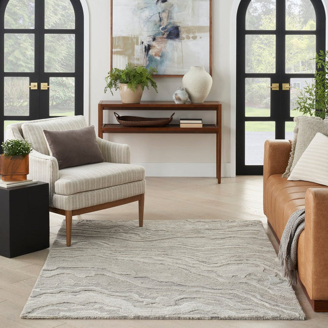 Graceful GRU01 Modern Abstract Hand-Woven Textured Hi-Low Carved Wool Grey Runner-Nourison-Rug Love - The Most Loved Rug Store