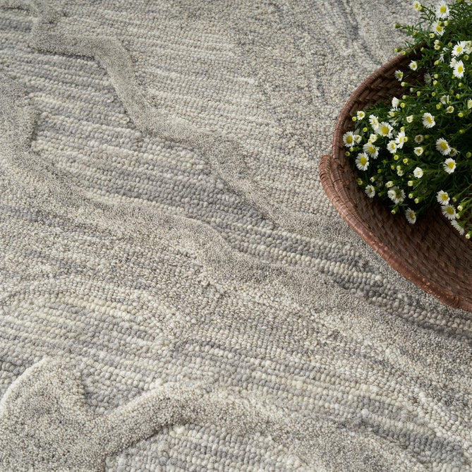 Graceful GRU01 Modern Abstract Hand-Woven Textured Hi-Low Carved Wool Grey Runner-Nourison-Rug Love - The Most Loved Rug Store