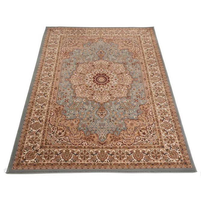Grand Heritage GH101 Traditional Persian Floral Medallion Border Soft Stain-Resistant Durable Blue/Beige Rug-Concept Looms-Rug Love - The Most Loved Rug Store