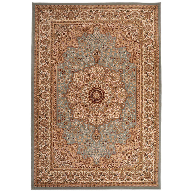 Grand Heritage GH101 Traditional Persian Floral Medallion Border Soft Stain-Resistant Durable Blue/Beige Rug-Concept Looms-Rug Love - The Most Loved Rug Store