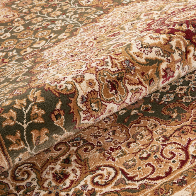 Grand Heritage GH101 Traditional Persian Floral Medallion Border Soft Stain-Resistant Durable Green/Beige Rug-Concept Looms-Rug Love - The Most Loved Rug Store