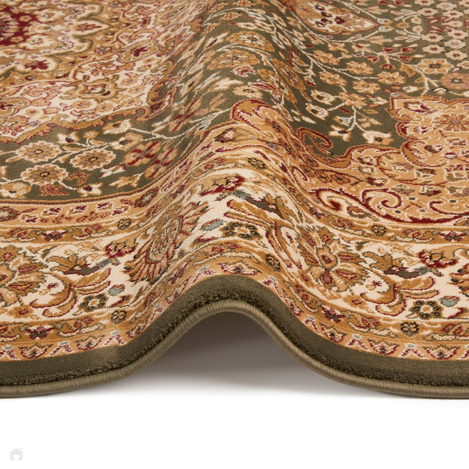 Grand Heritage GH101 Traditional Persian Floral Medallion Border Soft Stain-Resistant Durable Green/Beige Rug-Concept Looms-Rug Love - The Most Loved Rug Store