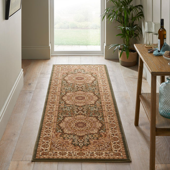Grand Heritage GH101 Traditional Persian Floral Medallion Border Soft Stain-Resistant Durable Green/Beige Rug-Concept Looms-Rug Love - The Most Loved Rug Store