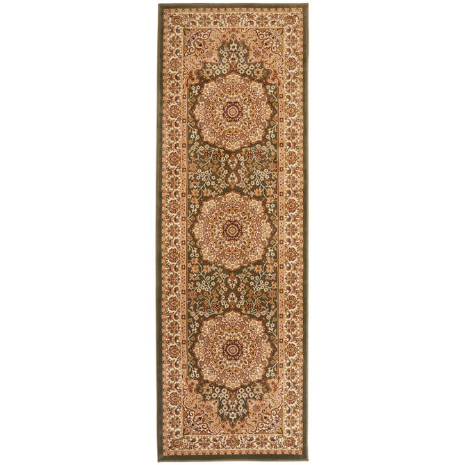Grand Heritage GH101 Traditional Persian Floral Medallion Border Soft Stain-Resistant Durable Green/Beige Rug-Concept Looms-Rug Love - The Most Loved Rug Store