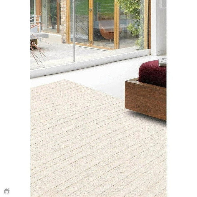 Grayson Modern Plain Hand-Woven Textured Knit Weave Heavyweight Durable Eco-Friendly Recycled Stain-Resistant Weatherproof Flatweave In-Outdoor Cream Rug-Asiatic Carpets-Rug Love - The Most Loved Rug Store