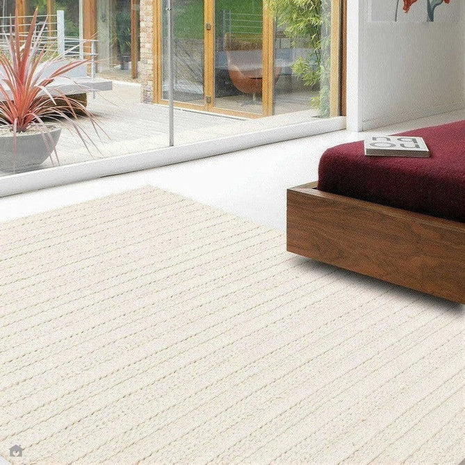Grayson Modern Plain Hand-Woven Textured Knit Weave Heavyweight Durable Eco-Friendly Recycled Stain-Resistant Weatherproof Flatweave In-Outdoor Cream Rug-Asiatic Carpets-Rug Love - The Most Loved Rug Store