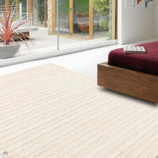 Grayson Modern Plain Hand-Woven Textured Knit Weave Heavyweight Durable Eco-Friendly Recycled Stain-Resistant Weatherproof Flatweave In-Outdoor Cream Rug-Asiatic Carpets-Rug Love - The Most Loved Rug Store