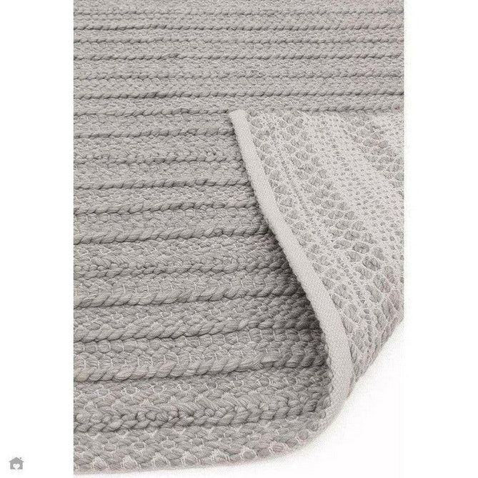 Grayson Modern Plain Hand-Woven Textured Knit Weave Heavyweight Durable Eco-Friendly Recycled Stain-Resistant Weatherproof Flatweave In-Outdoor Grey Rug-Asiatic Carpets-Rug Love - The Most Loved Rug Store