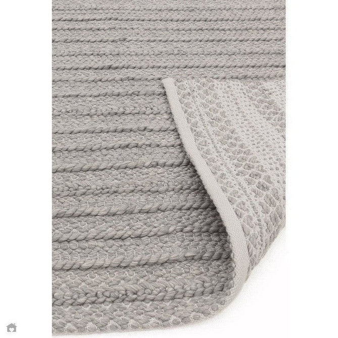Grayson Modern Plain Hand-Woven Textured Knit Weave Heavyweight Durable Eco-Friendly Recycled Stain-Resistant Weatherproof Flatweave In-Outdoor Grey Rug-Asiatic Carpets-Rug Love - The Most Loved Rug Store