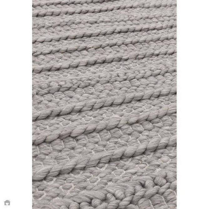 Grayson Modern Plain Hand-Woven Textured Knit Weave Heavyweight Durable Eco-Friendly Recycled Stain-Resistant Weatherproof Flatweave In-Outdoor Grey Rug-Asiatic Carpets-Rug Love - The Most Loved Rug Store