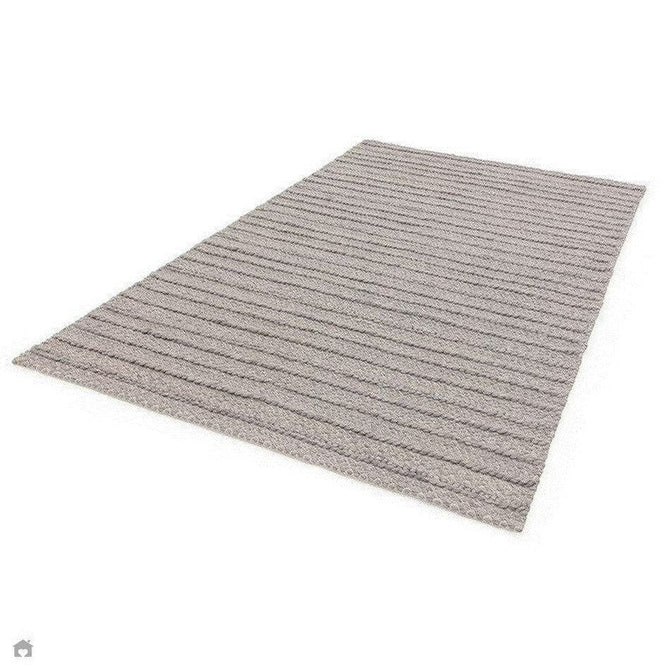 Grayson Modern Plain Hand-Woven Textured Knit Weave Heavyweight Durable Eco-Friendly Recycled Stain-Resistant Weatherproof Flatweave In-Outdoor Grey Rug-Asiatic Carpets-Rug Love - The Most Loved Rug Store