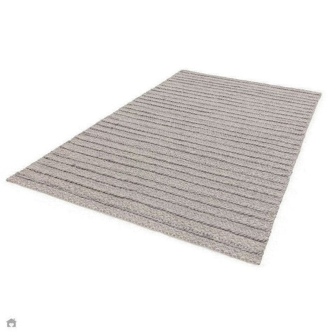 Grayson Modern Plain Hand-Woven Textured Knit Weave Heavyweight Durable Eco-Friendly Recycled Stain-Resistant Weatherproof Flatweave In-Outdoor Grey Rug-Asiatic Carpets-Rug Love - The Most Loved Rug Store