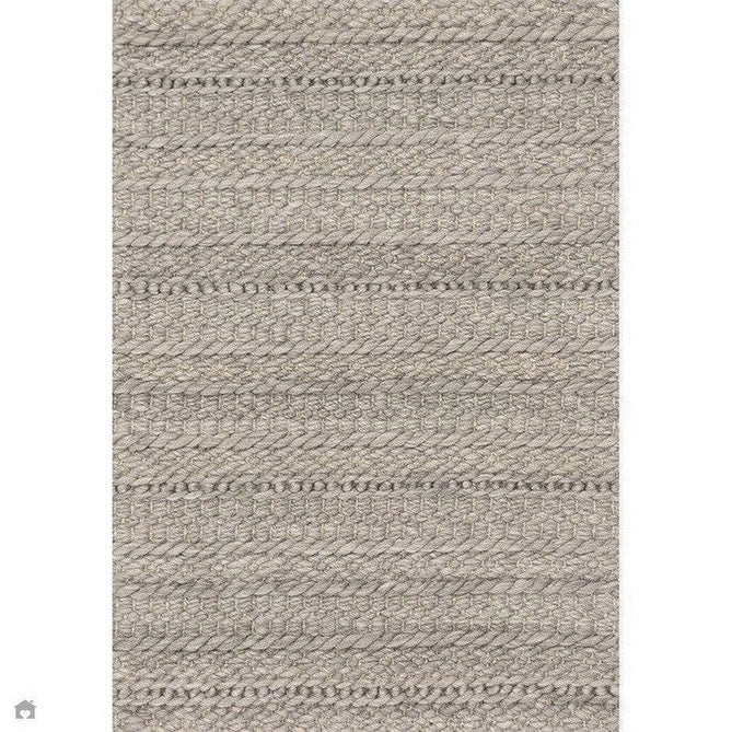 Grayson Modern Plain Hand-Woven Textured Knit Weave Heavyweight Durable Eco-Friendly Recycled Stain-Resistant Weatherproof Flatweave In-Outdoor Grey Rug-Asiatic Carpets-Rug Love - The Most Loved Rug Store