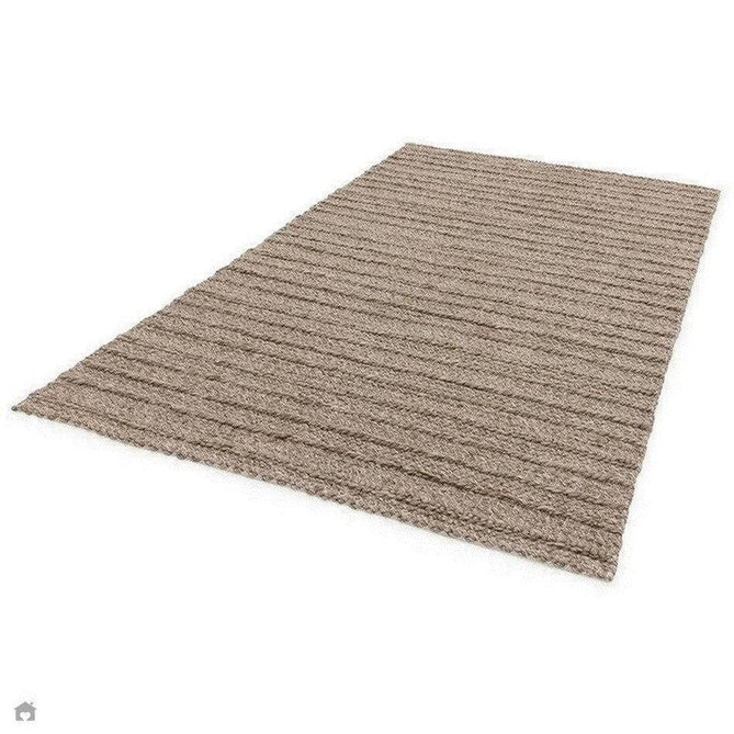 Grayson Modern Plain Hand-Woven Textured Knit Weave Heavyweight Durable Eco-Friendly Recycled Stain-Resistant Weatherproof Flatweave In-Outdoor Taupe Rug-Asiatic Carpets-Rug Love - The Most Loved Rug Store