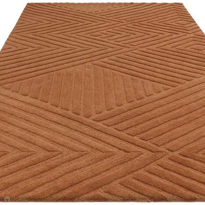 Hague Modern Plain Geometric Hand-Carved Hi-Low 3D Ridged Cut & Loop Pile Textured Wool Desert Sand Rug-Asiatic Carpets-Rug Love - The Most Loved Rug Store