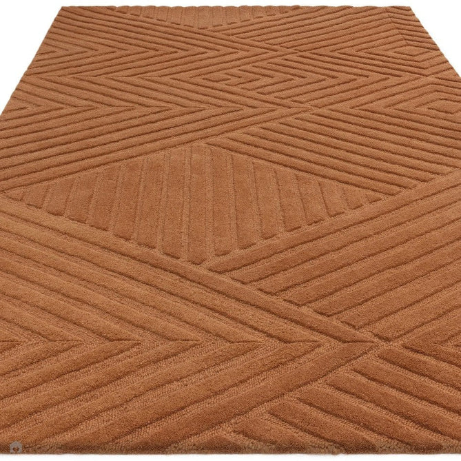 Hague Modern Plain Geometric Hand-Carved Hi-Low 3D Ridged Cut & Loop Pile Textured Wool Desert Sand Rug-Asiatic Carpets-Rug Love - The Most Loved Rug Store