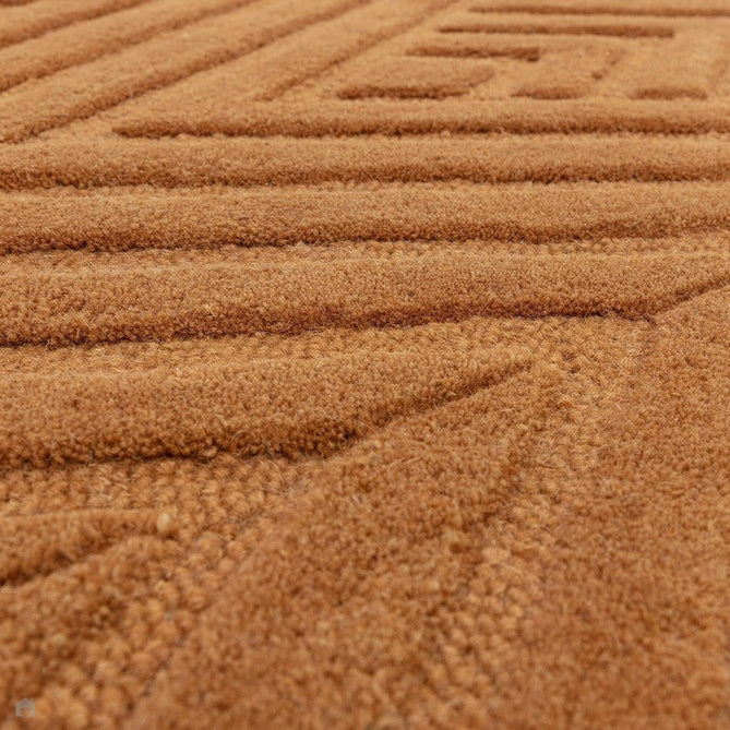 Hague Modern Plain Geometric Hand-Carved Hi-Low 3D Ridged Cut & Loop Pile Textured Wool Desert Sand Rug-Asiatic Carpets-Rug Love - The Most Loved Rug Store