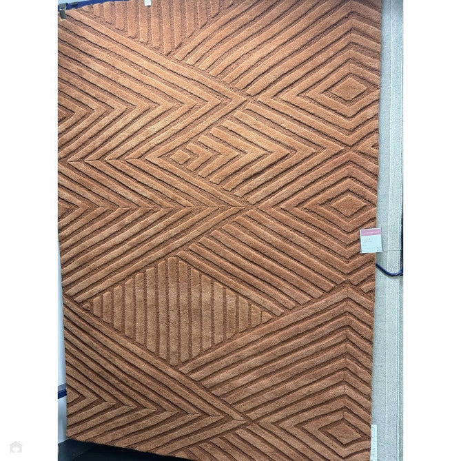Hague Modern Plain Geometric Hand-Carved Hi-Low 3D Ridged Cut & Loop Pile Textured Wool Desert Sand Rug-Asiatic Carpets-Rug Love - The Most Loved Rug Store