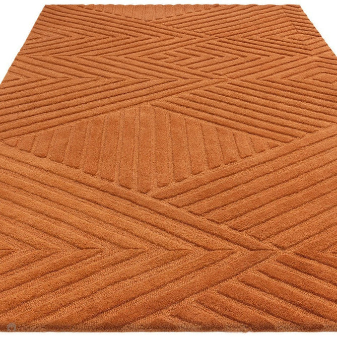 Hague Modern Plain Geometric Hand-Carved Hi-Low 3D Ridged Cut & Loop Pile Textured Wool Desert Sand Rug-Asiatic Carpets-Rug Love - The Most Loved Rug Store