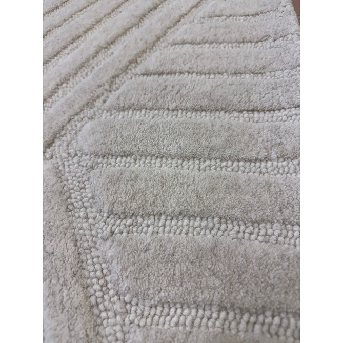 Hague Modern Plain Geometric Hand-Carved Hi-Low 3D Ridged Cut & Loop Pile Textured Wool Ivory Rug-Asiatic Carpets-Rug Love - The Most Loved Rug Store