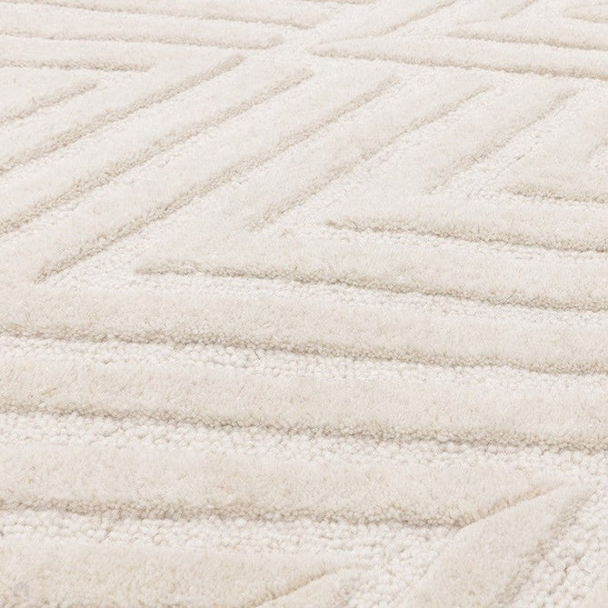 Hague Modern Plain Geometric Hand-Carved Hi-Low 3D Ridged Cut & Loop Pile Textured Wool Ivory Rug-Asiatic Carpets-Rug Love - The Most Loved Rug Store