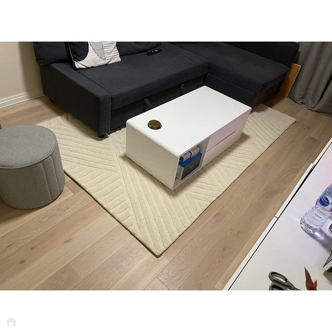 Hague Modern Plain Geometric Hand-Carved Hi-Low 3D Ridged Cut & Loop Pile Textured Wool Ivory Rug-Asiatic Carpets-Rug Love - The Most Loved Rug Store