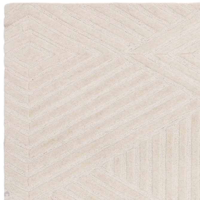 Hague Modern Plain Geometric Hand-Carved Hi-Low 3D Ridged Cut & Loop Pile Textured Wool Ivory Rug-Asiatic Carpets-Rug Love - The Most Loved Rug Store