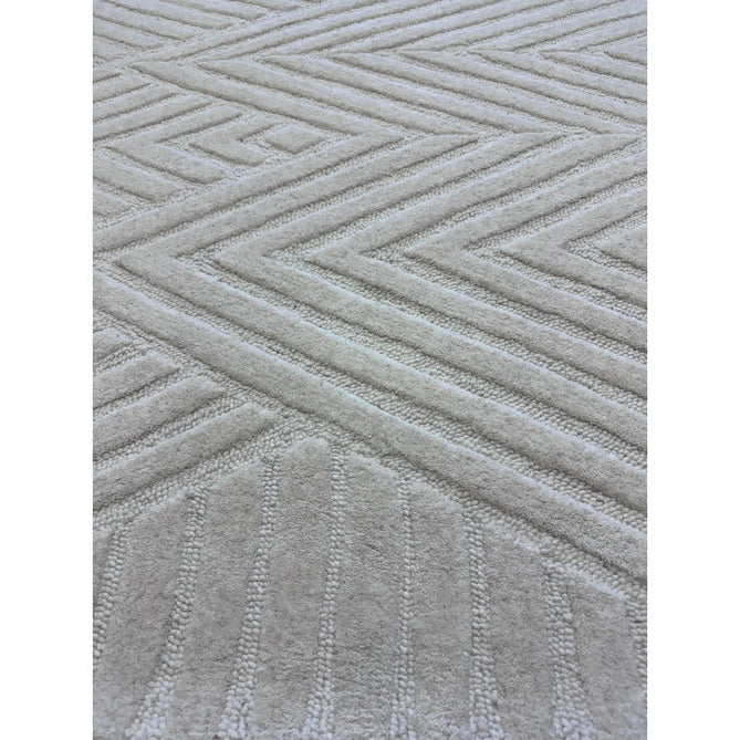 Hague Modern Plain Geometric Hand-Carved Hi-Low 3D Ridged Cut & Loop Pile Textured Wool Ivory Rug-Asiatic Carpets-Rug Love - The Most Loved Rug Store