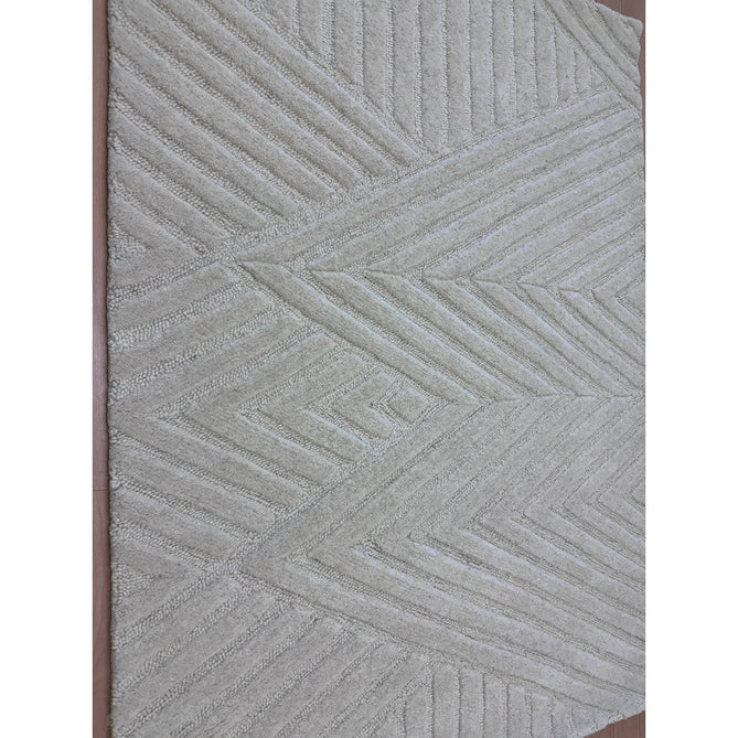 Hague Modern Plain Geometric Hand-Carved Hi-Low 3D Ridged Cut & Loop Pile Textured Wool Ivory Rug-Asiatic Carpets-Rug Love - The Most Loved Rug Store