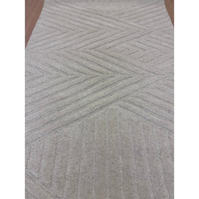 Hague Modern Plain Geometric Hand-Carved Hi-Low 3D Ridged Cut & Loop Pile Textured Wool Ivory Rug-Asiatic Carpets-Rug Love - The Most Loved Rug Store
