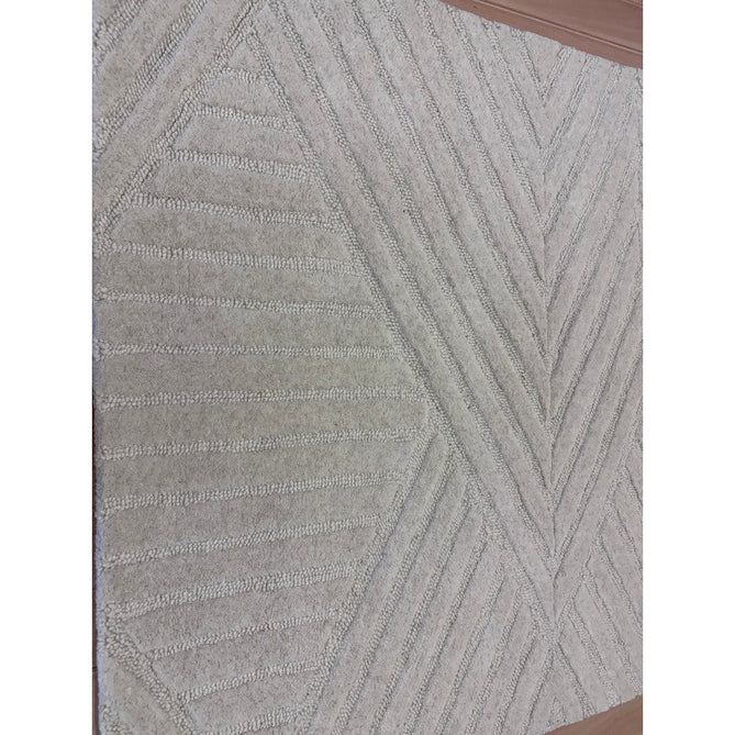 Hague Modern Plain Geometric Hand-Carved Hi-Low 3D Ridged Cut & Loop Pile Textured Wool Ivory Rug-Asiatic Carpets-Rug Love - The Most Loved Rug Store