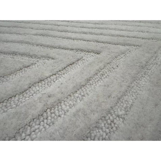 Hague Modern Plain Geometric Hand-Carved Hi-Low 3D Ridged Cut & Loop Pile Textured Wool Ivory Rug-Asiatic Carpets-Rug Love - The Most Loved Rug Store