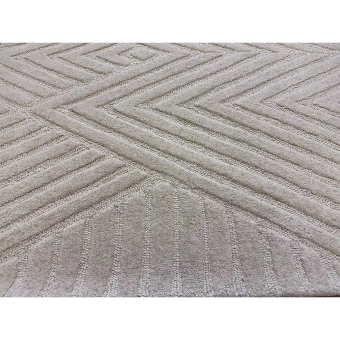 Hague Modern Plain Geometric Hand-Carved Hi-Low 3D Ridged Cut & Loop Pile Textured Wool Ivory Rug-Asiatic Carpets-Rug Love - The Most Loved Rug Store