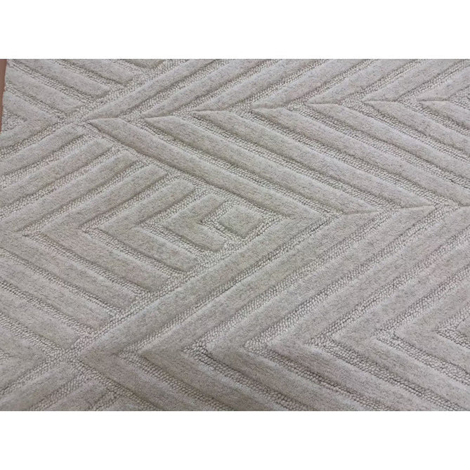 Hague Modern Plain Geometric Hand-Carved Hi-Low 3D Ridged Cut & Loop Pile Textured Wool Ivory Rug-Asiatic Carpets-Rug Love - The Most Loved Rug Store