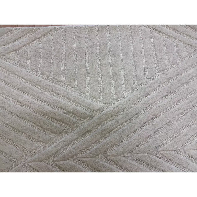 Hague Modern Plain Geometric Hand-Carved Hi-Low 3D Ridged Cut & Loop Pile Textured Wool Ivory Rug-Asiatic Carpets-Rug Love - The Most Loved Rug Store