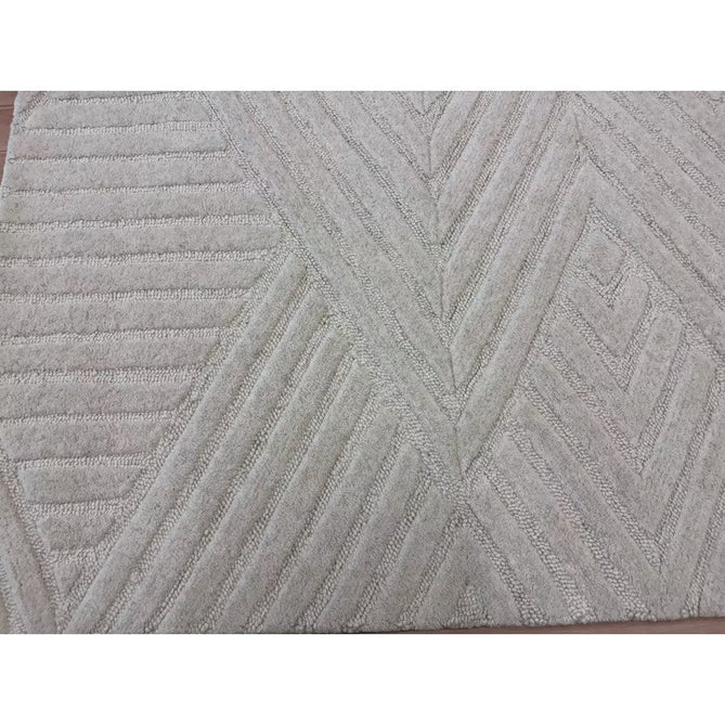 Hague Modern Plain Geometric Hand-Carved Hi-Low 3D Ridged Cut & Loop Pile Textured Wool Ivory Rug-Asiatic Carpets-Rug Love - The Most Loved Rug Store