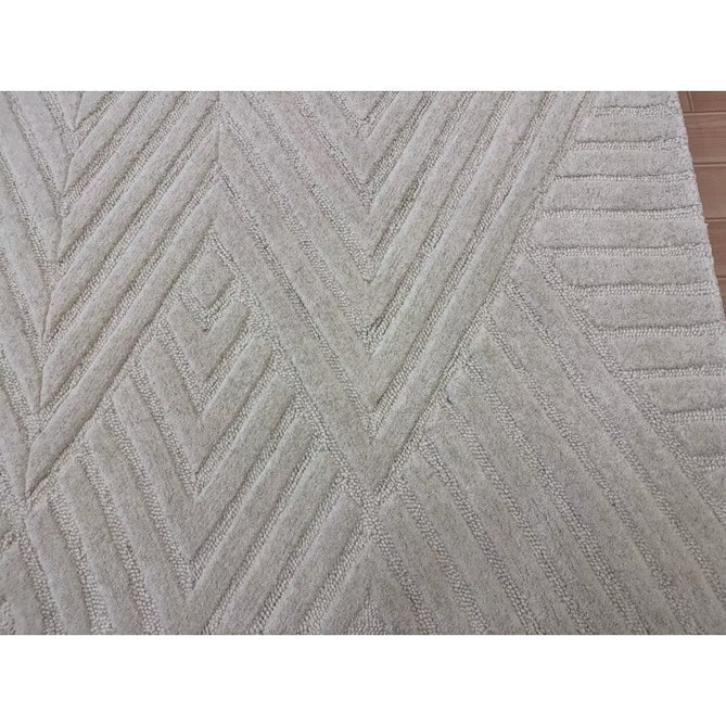 Hague Modern Plain Geometric Hand-Carved Hi-Low 3D Ridged Cut & Loop Pile Textured Wool Ivory Rug-Asiatic Carpets-Rug Love - The Most Loved Rug Store