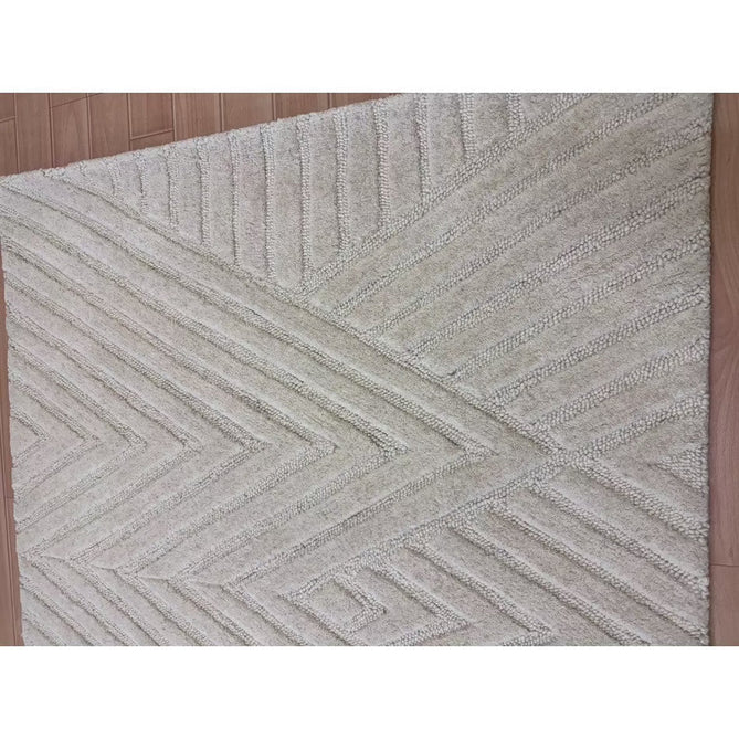 Hague Modern Plain Geometric Hand-Carved Hi-Low 3D Ridged Cut & Loop Pile Textured Wool Ivory Rug-Asiatic Carpets-Rug Love - The Most Loved Rug Store